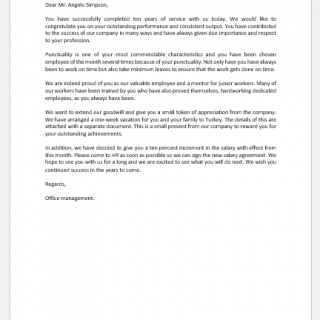 Congratulation Letter to an Employee on his Job Anniversary