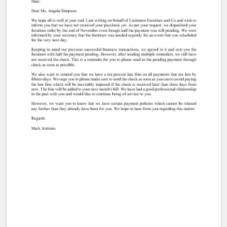 Letter to Client Informing them of Check not received Yet
