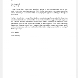 Letter to Compliment Employee's Performance