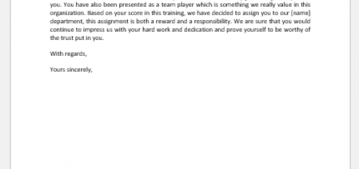 Letter to Compliment Employee's Performance