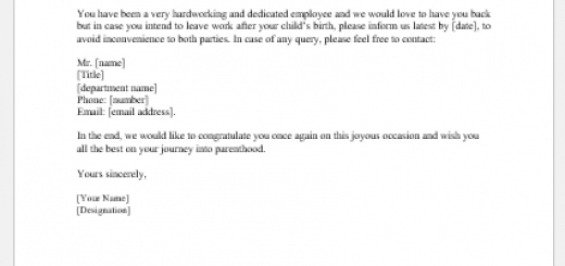 Maternity leave approval letter