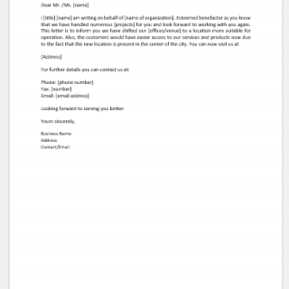 New business location announcement letter