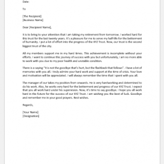 Announcement Letter about Your Own Retirement