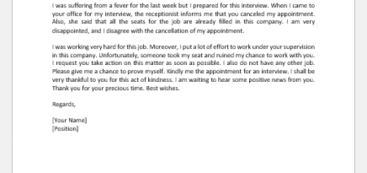 Disagreement Letter Concerning a Cancelled Appointment