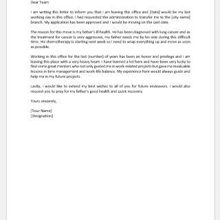 Employee Workplace Leaving Announcement Letter