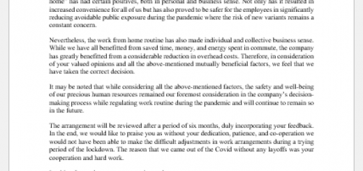 Letter Informing the Employees about Office Closing