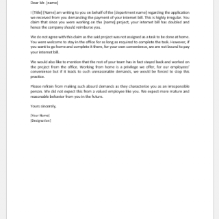 Letter to Criticize Employee Demanding Undue Reimbursements