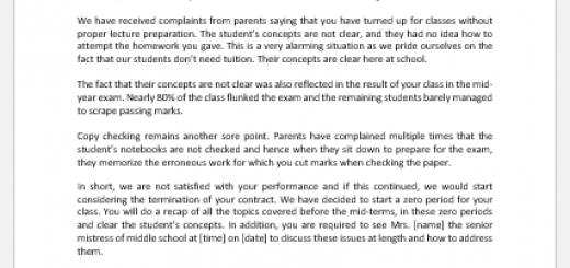 Letter to Criticize Employee for Decline in Performance