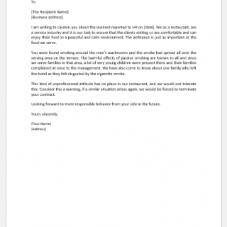 Letter to Criticize Employee(s) for Smoking