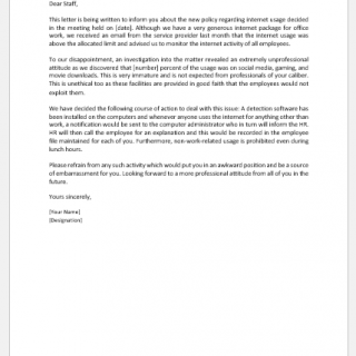 Letter to Notify Employee of a New or Change in Policy
