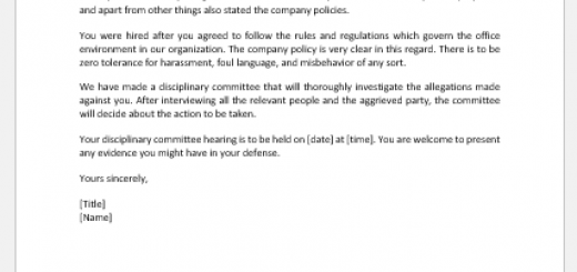 Letter to Reprimand an Employee for Violating a Company Policy