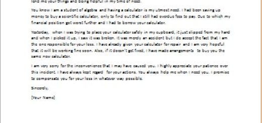 Apology Letter for Accidental Damage
