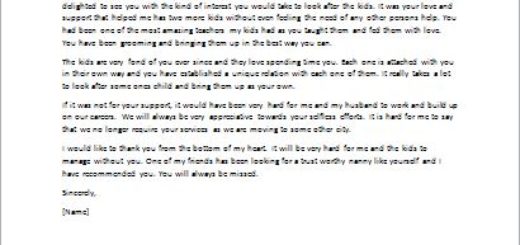 Apology Letter for Cancelling Nanny Services