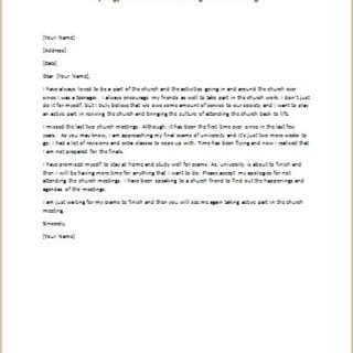 Apology Letter for Not Attending Church Meeting