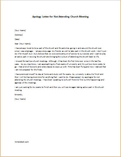 Apology Letter for Not Attending Church Meeting