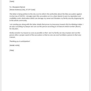 Disagreement letter to false accusation