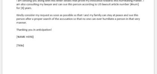 Disagreement letter to false accusation