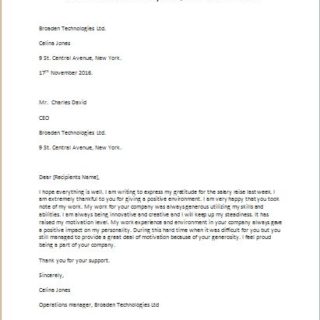 Thank You Letter for Salary Raise