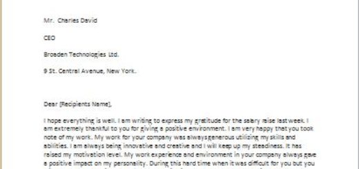 Thank You Letter for Salary Raise