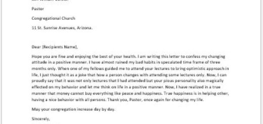 Appreciation Letter to a Pastor