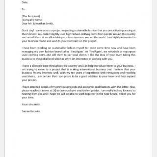 Letter of interest in a project
