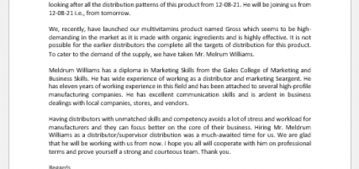 Announcement letter of new distributor