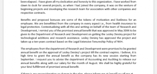 Annual benefits reminder letter