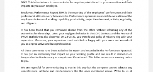 Bad news announcement letter to employee of demotion