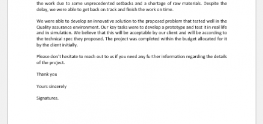 Project Completion Status Email Template