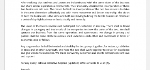Business incorporation notice letter