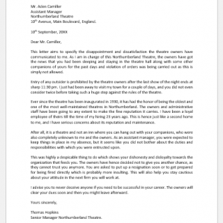 Reprimand letter for not following orders