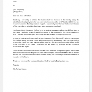 Apology letter to boss for miscommunication