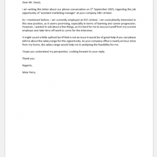 Polite Letter to Ask for a Salary Range Upfront
