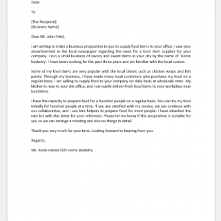Proposal Letter to Supply Food to Office