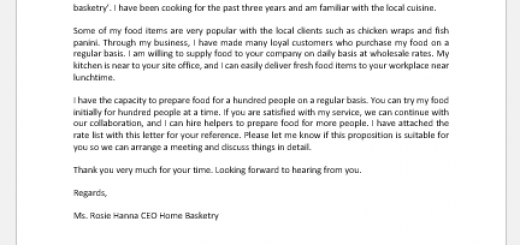 Proposal Letter to Supply Food to Office