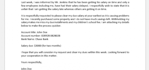 Request letter to company to clear dues