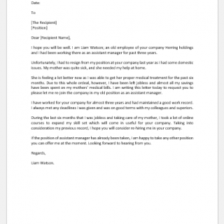 Request letter to re-join the company