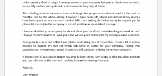 Request letter to re-join the company