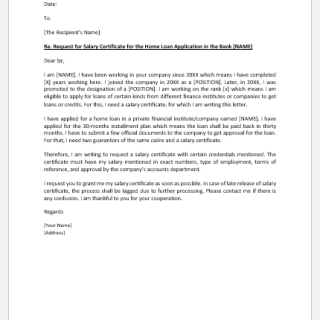 Salary certificate request letter
